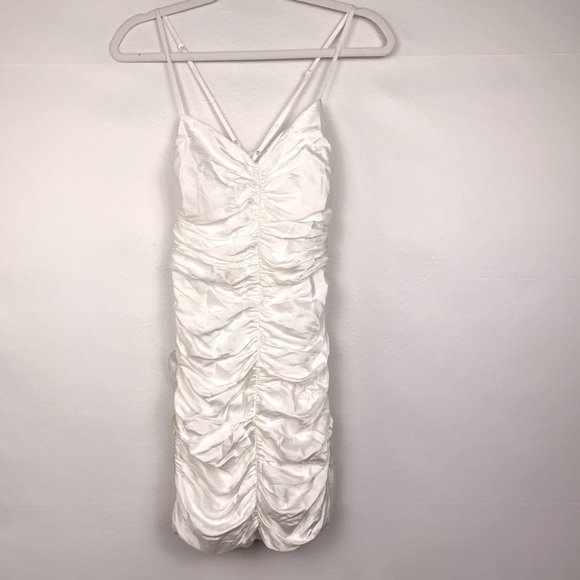 The Sei Strappy Ruched Silk Sleeveless Cocktail Mini Dress Ivory White 2 - Picture 4 of 12